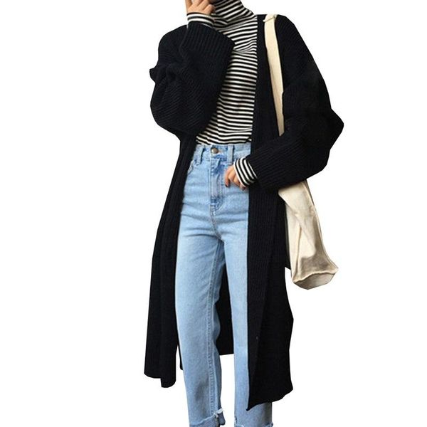 women's sweaters korean long cardigan women autumn 2021 fashion knitted sweater female oversized fall casual black coat winter clothin, White;black
women's sweaters korean long cardigan women autumn 2021 fashion knitted sweater female oversized fall casual black coat winter clothin, White;black