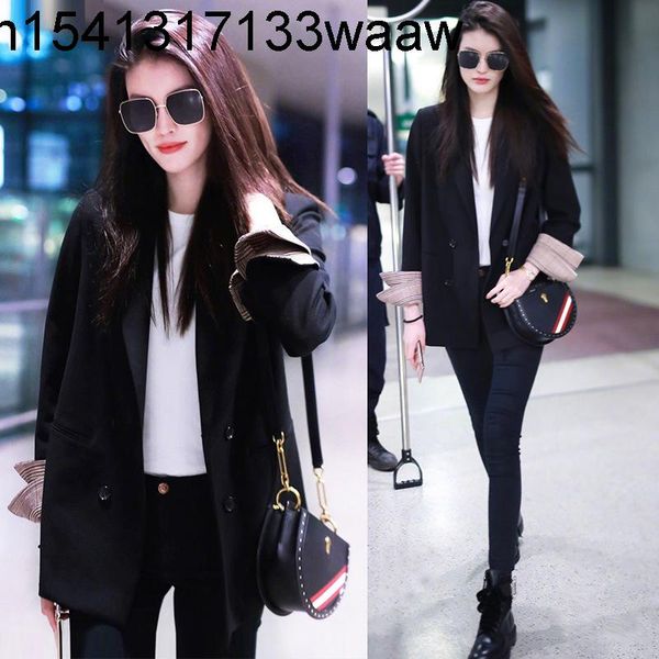 women's jackets spring blazer, korean version 2021 ins net red leisure port style black chic suit, Black;brown
women's jackets spring blazer, korean version 2021 ins net red leisure port style black chic suit, Black;brown