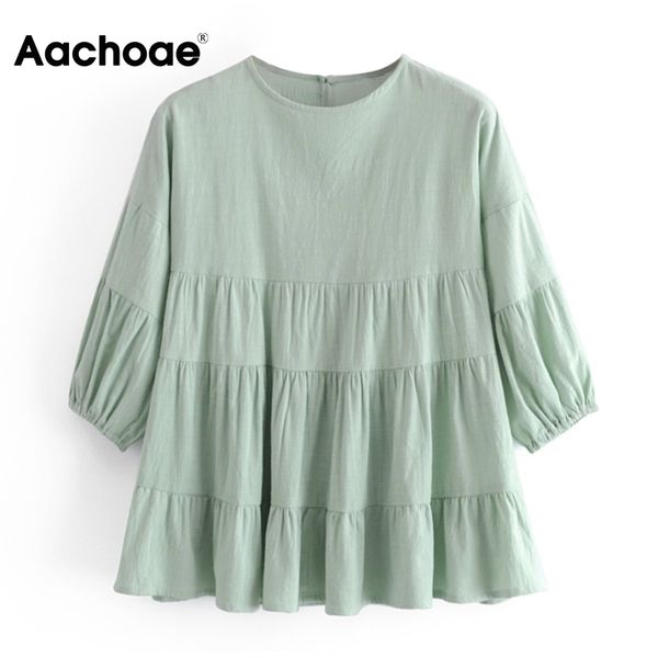 women o neck solid loose blouses lantern sleeve causal shirts ruffle pleated chic tunic summer blouse 210413, White
women o neck solid loose blouses lantern sleeve causal shirts ruffle pleated chic tunic summer blouse 210413, White