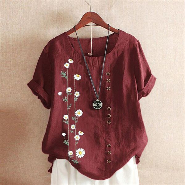 elegant summer short sleeve women shirts tee button cotton blusa female vintage ladies printed plus size, White
elegant summer short sleeve women shirts tee button cotton blusa female vintage ladies printed plus size, White