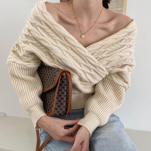women's sweaters wavsiyier loose solid autumn chic elegant sweater women korean pullover winter 2021 vintage thick cute knitted oversiz, White;black
women's sweaters wavsiyier loose solid autumn chic elegant sweater women korean pullover winter 2021 vintage thick cute knitted oversiz, White;black