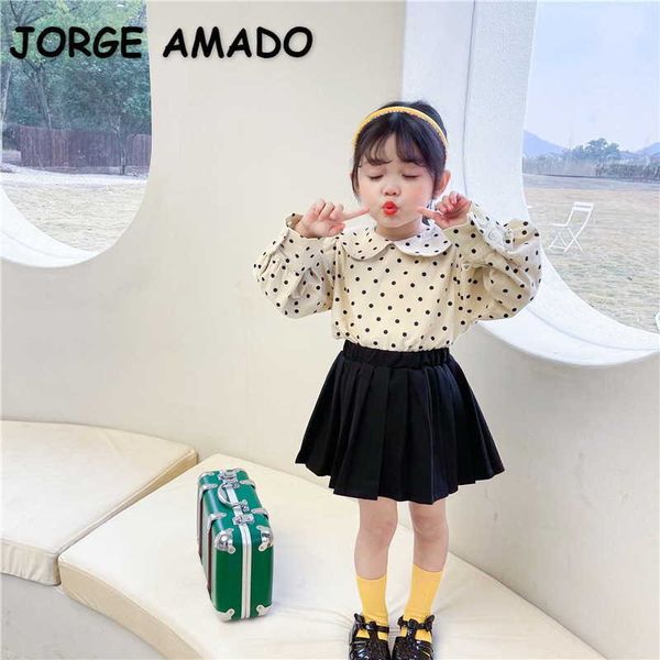 spring korean style girls shirts long sleeves polka dot peter pan collar princess blouses children clothing e0026 210610, White;black 
spring korean style girls shirts long sleeves polka dot peter pan collar princess blouses children clothing e0026 210610, White;black