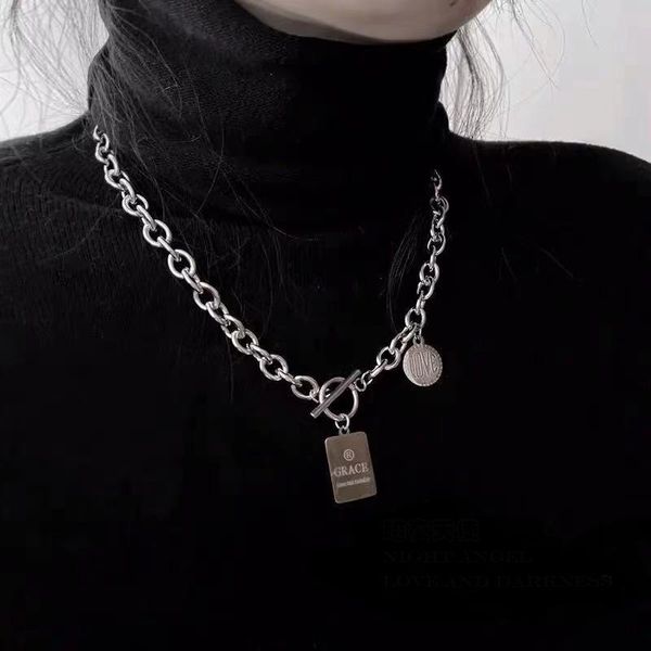 pendant necklaces punk thick chain brand letter necklace for men women square metal men's and women's cool simple fashion jewelry, Silver
pendant necklaces punk thick chain brand letter necklace for men women square metal men's and women's cool simple fashion jewelry, Silver