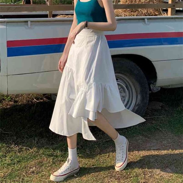 summer simple white elastic high waist thin western all-match casual women irregular a-line long skirt 210527, Black
summer simple white elastic high waist thin western all-match casual women irregular a-line long skirt 210527, Black