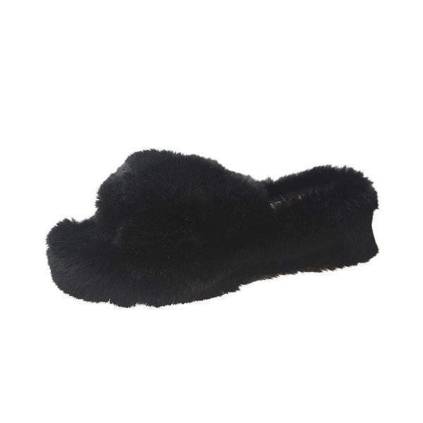 autumn winter fashion thick soles slippers one word cross warm half flop woolen shoes, Black
autumn winter fashion thick soles slippers one word cross warm half flop woolen shoes, Black