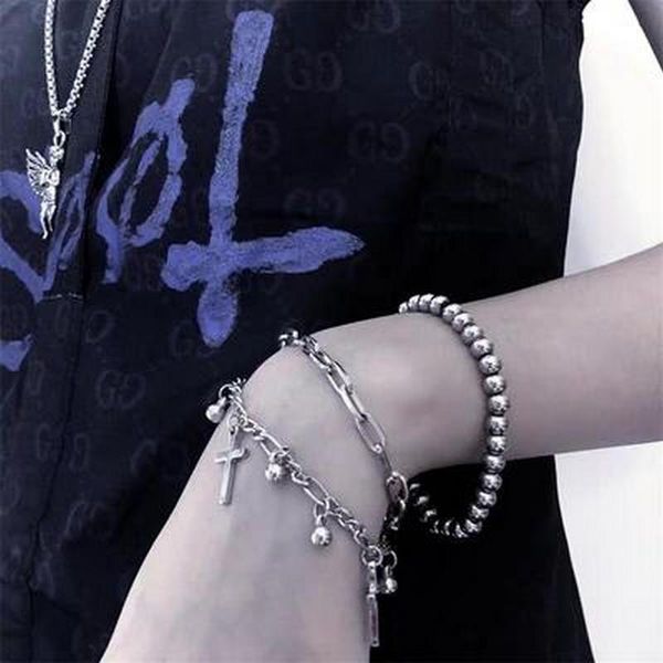 link, chain cross round bead double female korean bracelet for women couple on hand charm bracelets men jewelry girls, Black
link, chain cross round bead double female korean bracelet for women couple on hand charm bracelets men jewelry girls, Black