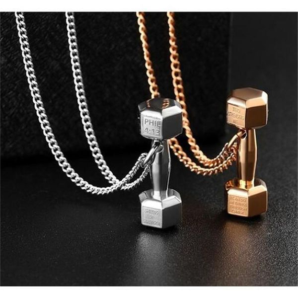 pendant necklaces dumbbell necklace gym fitness barbell stainless steel jewelry gold / for men women, Silver
pendant necklaces dumbbell necklace gym fitness barbell stainless steel jewelry gold / for men women, Silver