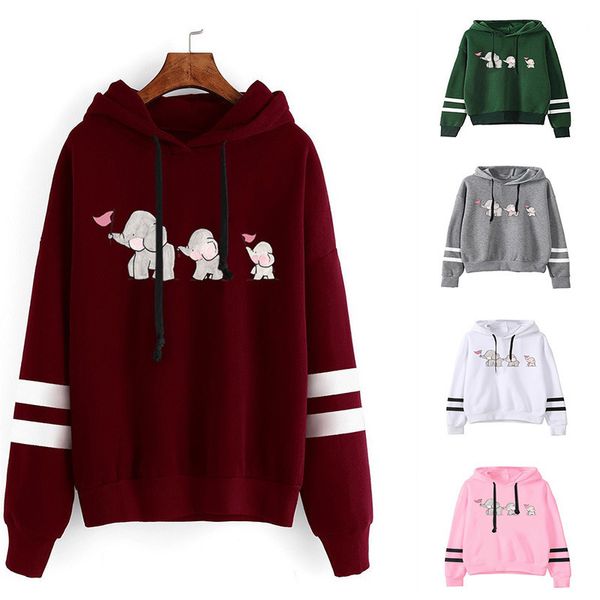 women hoodie three elephant family printed s double striped long sleeve fleece sweatshirt with hat girls pullovers, Black
women hoodie three elephant family printed s double striped long sleeve fleece sweatshirt with hat girls pullovers, Black