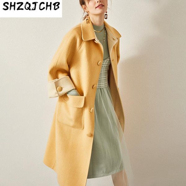 high end winter of fashion spring long double faced woolen coat women loose size botton pure cashmere outwear women's wool & blends, Black
high end winter of fashion spring long double faced woolen coat women loose size botton pure cashmere outwear women's wool & blends, Black