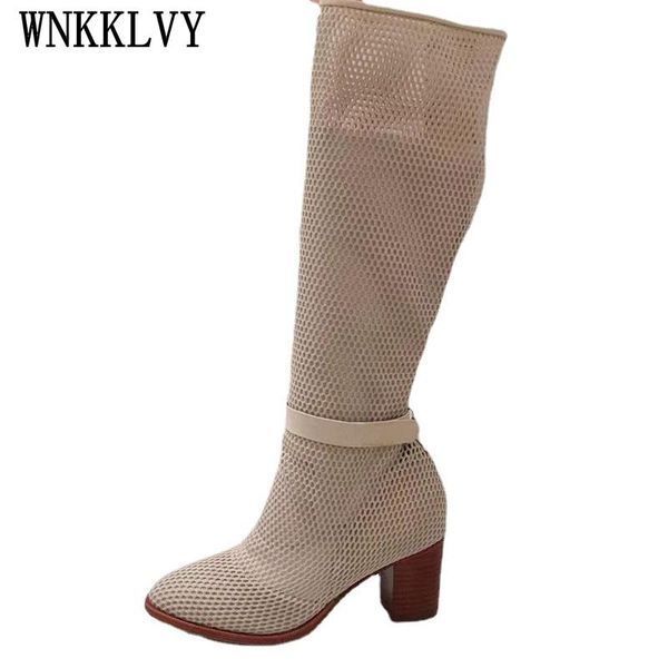 boots autumn braided hollow out long women designer mesh weave knee high fashion heels party shoes 2021, Black 
boots autumn braided hollow out long women designer mesh weave knee high fashion heels party shoes 2021, Black