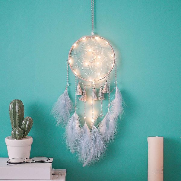 decorative objects & figurines dreamcatcher moon tassel handmade with led light pendant creative hollow wind chimes wall hanging ornament cr
decorative objects & figurines dreamcatcher moon tassel handmade with led light pendant creative hollow wind chimes wall hanging ornament cr