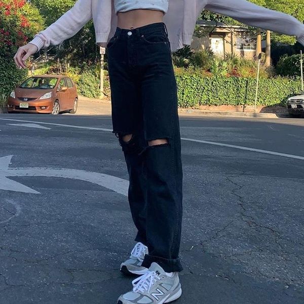 women's jeans b-toto european and american fashion brand black ripped straight loose high waist retro fried street 2021, Blue
women's jeans b-toto european and american fashion brand black ripped straight loose high waist retro fried street 2021, Blue