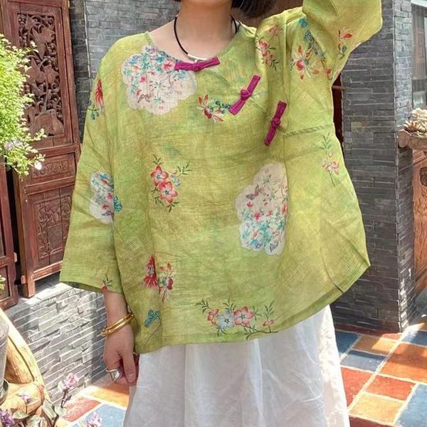 women's blouses & shirts johnature print flower vintage women thin ramie summer o-neck three quarter sleeve 2021 loose color, White
women's blouses & shirts johnature print flower vintage women thin ramie summer o-neck three quarter sleeve 2021 loose color, White