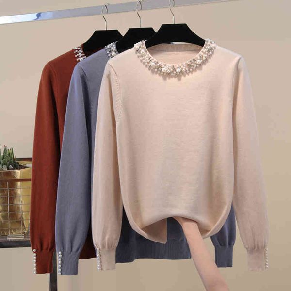 elegant sweater autumn winter women beaded sweater jumper loose casual warm femme knitting oversized shirt 210420, White;black
elegant sweater autumn winter women beaded sweater jumper loose casual warm femme knitting oversized shirt 210420, White;black