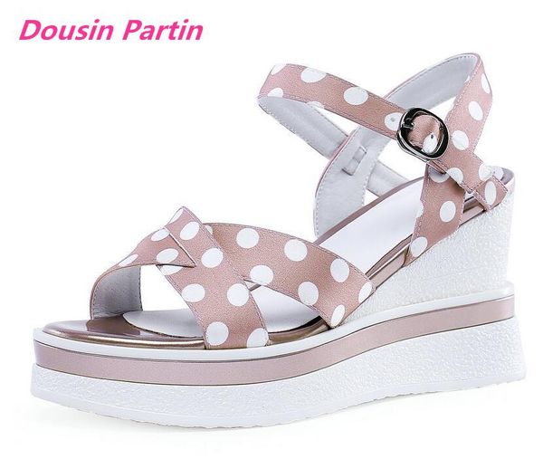 dousin partin 2021 women sandals silk+pu wedge high heel round open-toed buckle polka dot slingback sweet soft bottom shoes, Black
dousin partin 2021 women sandals silk+pu wedge high heel round open-toed buckle polka dot slingback sweet soft bottom shoes, Black
