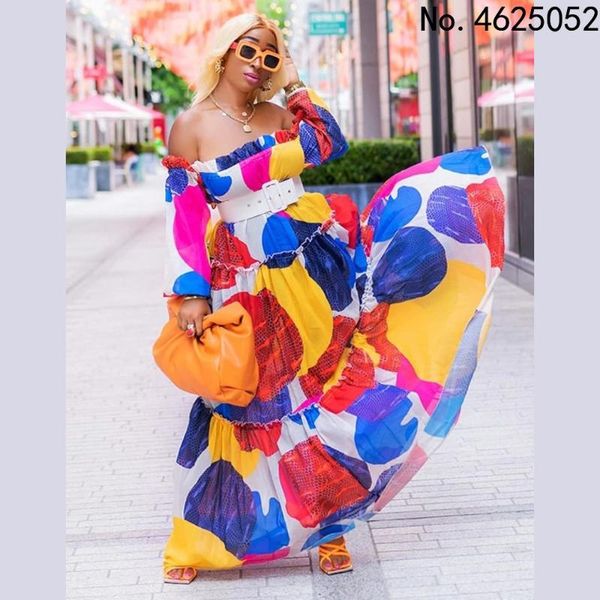 casual dresses european and american style african moms' large dress with one-line collar digital printing fashion loose + white belt, Black;gray
casual dresses european and american style african moms' large dress with one-line collar digital printing fashion loose + white belt, Black;gray
