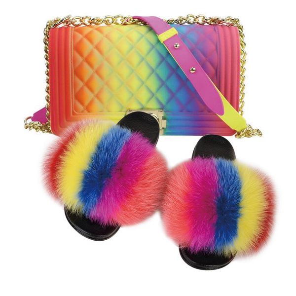 women fur slides rainbow sandals cute flip flops ladies travel furry shoes jelly bags set fashion bag real slippers, Black
women fur slides rainbow sandals cute flip flops ladies travel furry shoes jelly bags set fashion bag real slippers, Black