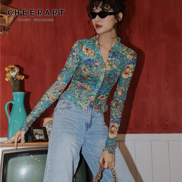 cheerart fall 2021 women mesh dragon print shirt long sleeve button up see through fashion designer clothing, White
cheerart fall 2021 women mesh dragon print shirt long sleeve button up see through fashion designer clothing, White