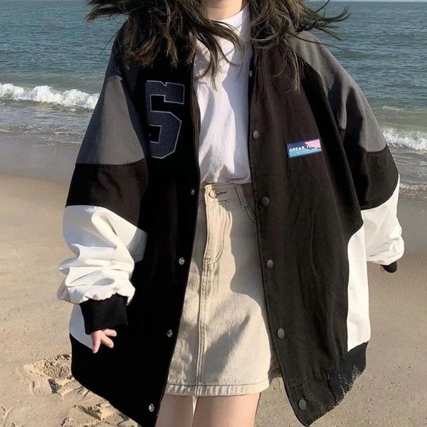 women's jackets baseball uniform stitching jacket 2021 spring and summer tide oversize student men women for, Black;brown
women's jackets baseball uniform stitching jacket 2021 spring and summer tide oversize student men women for, Black;brown