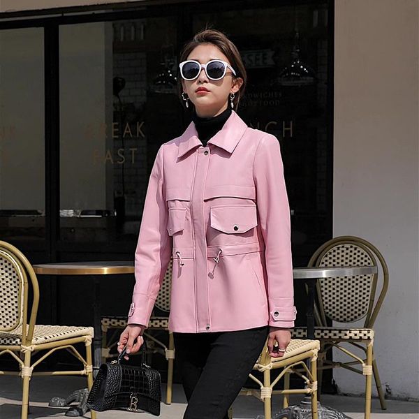 women's leather & faux autumn spring fashion genuine jacket cute pink garment medium length lady sheepskin coat high quality, Black
women's leather & faux autumn spring fashion genuine jacket cute pink garment medium length lady sheepskin coat high quality, Black
