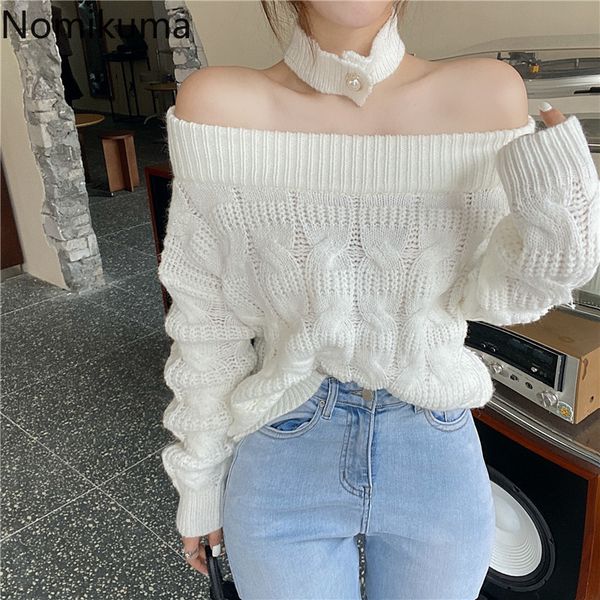 nomikuma slash neck sweater women solid color long sleeve knitted pullovers casual fashion loose all-match jumpers 3d384 210514, White;black
nomikuma slash neck sweater women solid color long sleeve knitted pullovers casual fashion loose all-match jumpers 3d384 210514, White;black