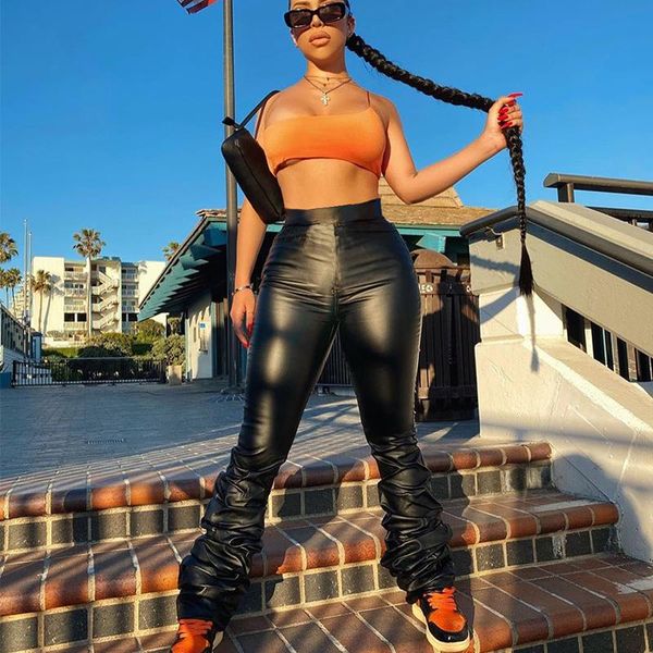 women's leggings skinny black pu leather pleated stacked for women club flare ruched pants trousers sweatpants party streetwear
women's leggings skinny black pu leather pleated stacked for women club flare ruched pants trousers sweatpants party streetwear