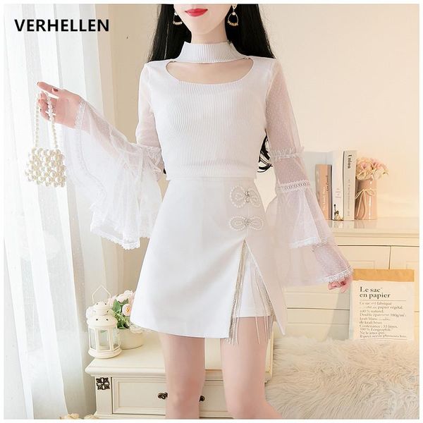 women's tracksuits verhellen sweet two piece set women 2021 autumn temperament hollow lace knitted bottoming + beaded skirt, Gray
women's tracksuits verhellen sweet two piece set women 2021 autumn temperament hollow lace knitted bottoming + beaded skirt, Gray