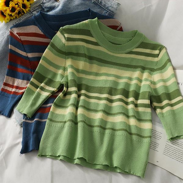 women's blouses & shirts women fashion slim bodycon knitted stripes half sleeves blouse lady sweet casual outdoor girls elegant daily b, White
women's blouses & shirts women fashion slim bodycon knitted stripes half sleeves blouse lady sweet casual outdoor girls elegant daily b, White