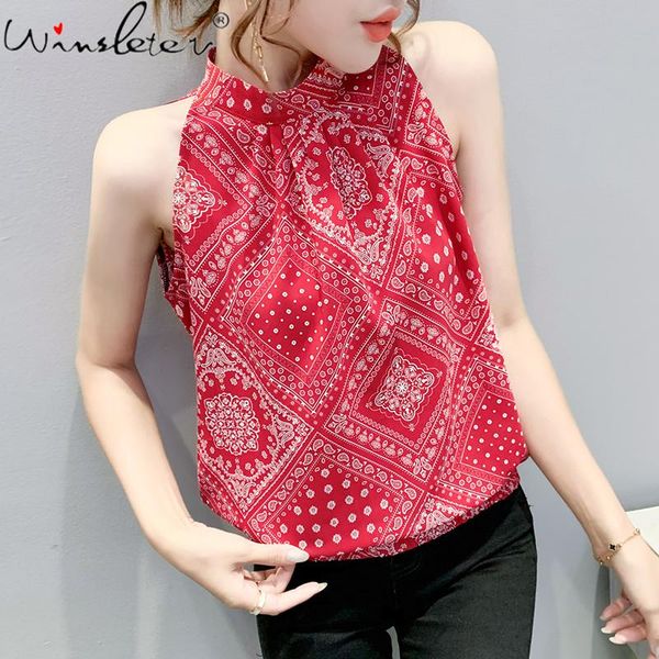 women's tanks & camis summer korean style chiffon loose vest chic halter print floral women sleeveless casual all match red 2021 t, White
women's tanks & camis summer korean style chiffon loose vest chic halter print floral women sleeveless casual all match red 2021 t, White