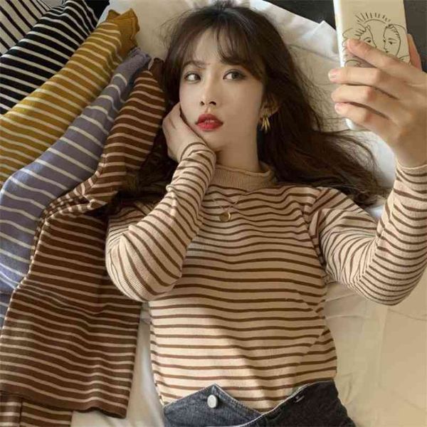 autumn winter half high neck striped slim fit stretch knit bottoming shirt casual all-match women sweater 210527, White
autumn winter half high neck striped slim fit stretch knit bottoming shirt casual all-match women sweater 210527, White