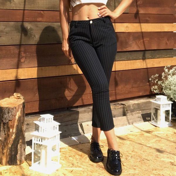 women's pants & capris work striped for women high waist office lady trousers, Black;white
women's pants & capris work striped for women high waist office lady trousers, Black;white