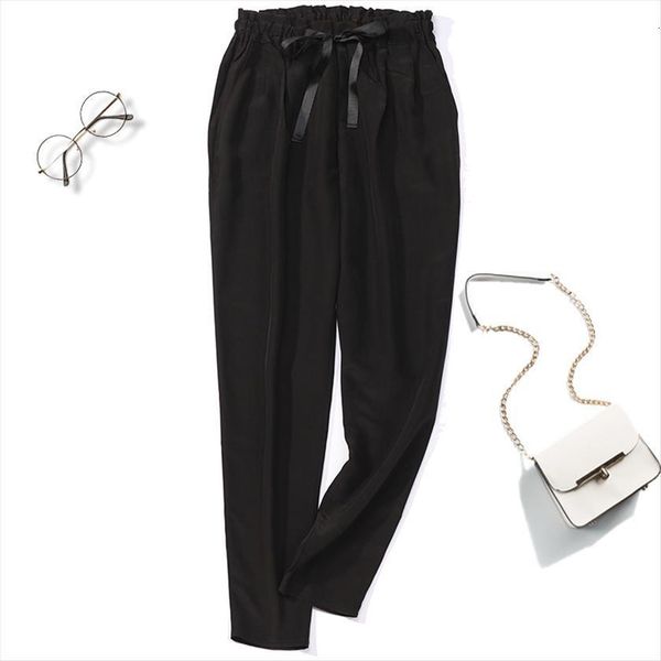 100% pure silk belted waist womens pant long trousers with pockets black color jn439 1, Black;white
100% pure silk belted waist womens pant long trousers with pockets black color jn439 1, Black;white