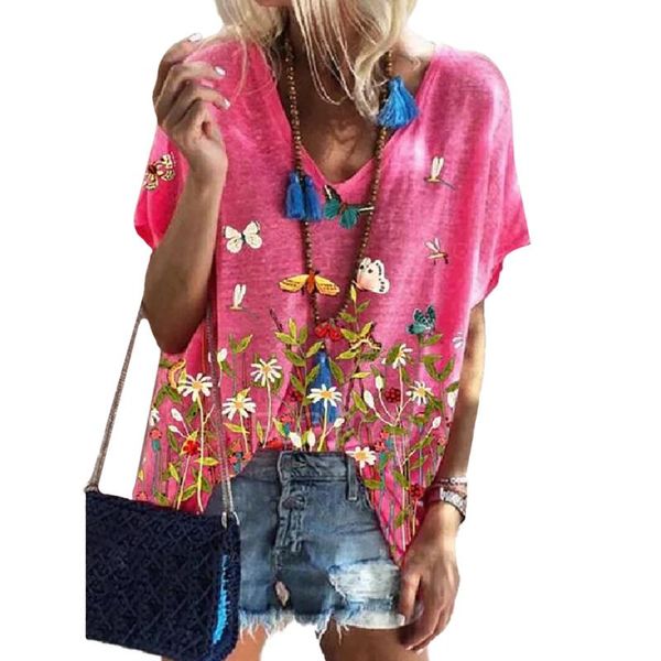 women's t-shirt ladies short sleeve harajuku summer tshirts butterfly floral printing casual v-neck women loose fashion street shirts, White
women's t-shirt ladies short sleeve harajuku summer tshirts butterfly floral printing casual v-neck women loose fashion street shirts, White