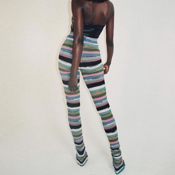 women's leggings high waist women skinny knitted stretch contrast striped pants fashion long trousers fitness seamless female bodyon, Black
women's leggings high waist women skinny knitted stretch contrast striped pants fashion long trousers fitness seamless female bodyon, Black