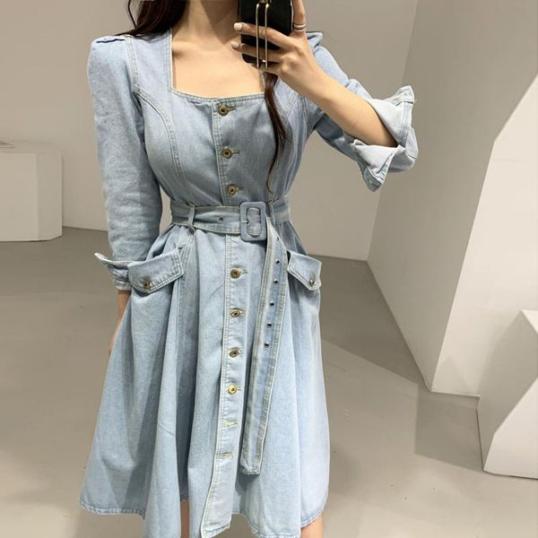 casual dresses lugentolo jean dress women korean fashion square collar sashes big swing a-line single breasted pocket, Black;gray
casual dresses lugentolo jean dress women korean fashion square collar sashes big swing a-line single breasted pocket, Black;gray