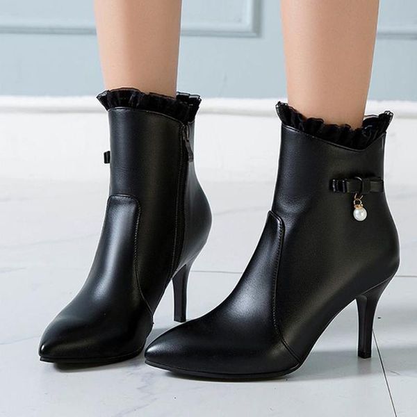 boots pointed women's shoes woman thick bottom pearl ruffled high heel daily botas de mujer 2021, Black
boots pointed women's shoes woman thick bottom pearl ruffled high heel daily botas de mujer 2021, Black