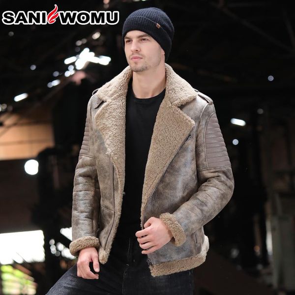 sani original ecology man genuine leather jacket thick warm sheepskin fur coat male short slim shearling overcoat moto men's & faux, Black
sani original ecology man genuine leather jacket thick warm sheepskin fur coat male short slim shearling overcoat moto men's & faux, Black