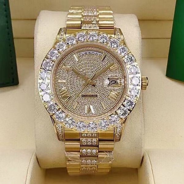 luxury men's watch three-dimensional roman literal dial gold center row with diamond stainless steel strap automatic date, Slivery;brown
luxury men's watch three-dimensional roman literal dial gold center row with diamond stainless steel strap automatic date, Slivery;brown