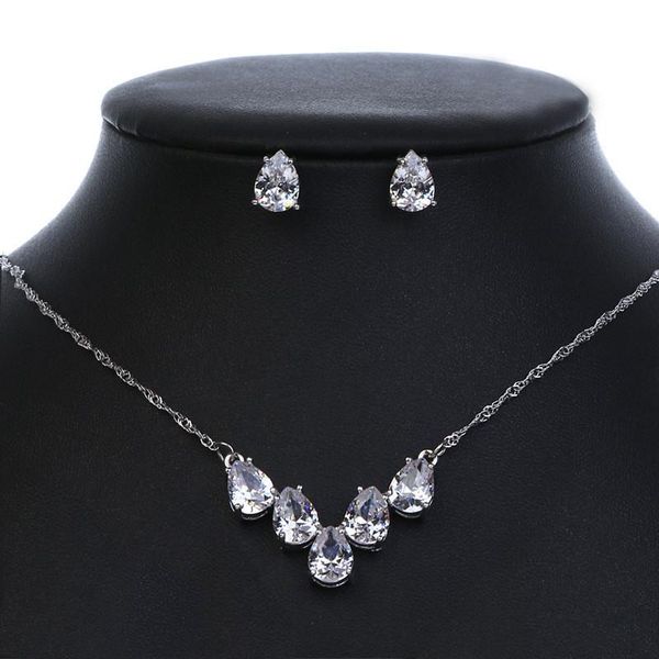earrings & necklace uilz fashion cubic zircon water drops shape crystal set for women bride jewelry gift us3200, Silver
earrings & necklace uilz fashion cubic zircon water drops shape crystal set for women bride jewelry gift us3200, Silver