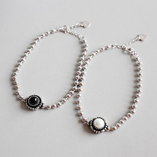 link, chain hfyk 2021 vintage silver bracelets for women 925 sterling bangles pearl jewelry gift pulseras bileklik, Black
link, chain hfyk 2021 vintage silver bracelets for women 925 sterling bangles pearl jewelry gift pulseras bileklik, Black
