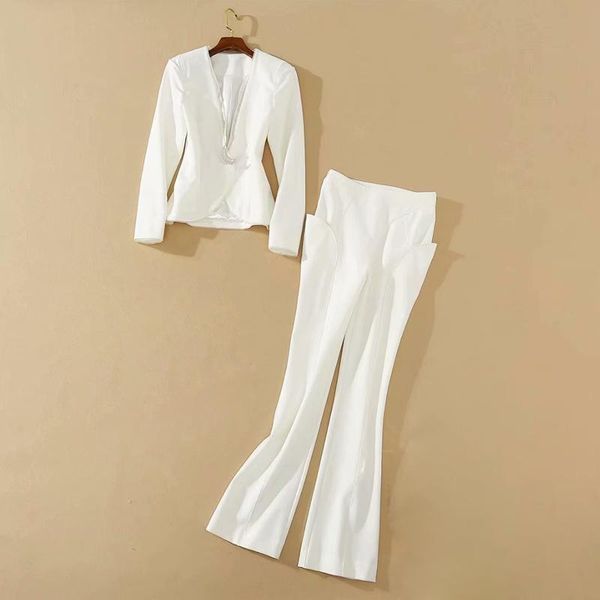 women's tracksuits 2021 summer fashion runway designer suit set v-neck long sleeve blazer pants, Gray
women's tracksuits 2021 summer fashion runway designer suit set v-neck long sleeve blazer pants, Gray