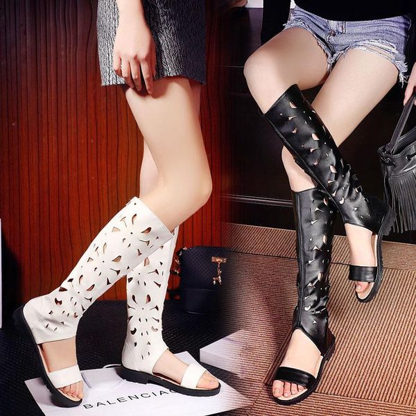 boots spring pu fabric high tube square low heel women's shoes open toe cool 40-43 large, Black
boots spring pu fabric high tube square low heel women's shoes open toe cool 40-43 large, Black