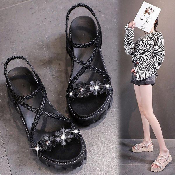 rhinestone casual sandals female summer fairy style fashion transparent non-slip thick-soled roman 2021, Black
rhinestone casual sandals female summer fairy style fashion transparent non-slip thick-soled roman 2021, Black