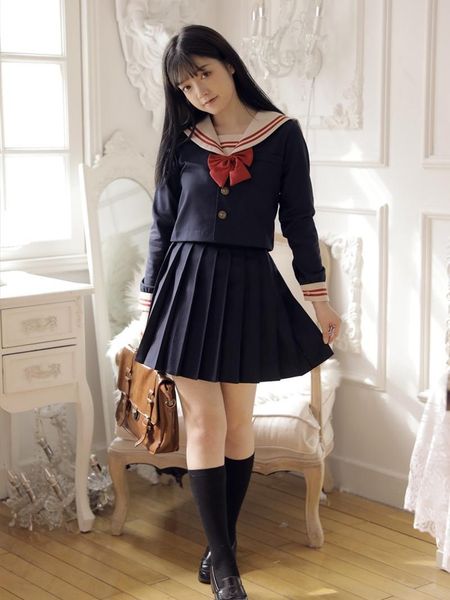 clothing sets jk uniform skirt orthodox bad girl pleated japanese sailor suit college high school, White
clothing sets jk uniform skirt orthodox bad girl pleated japanese sailor suit college high school, White