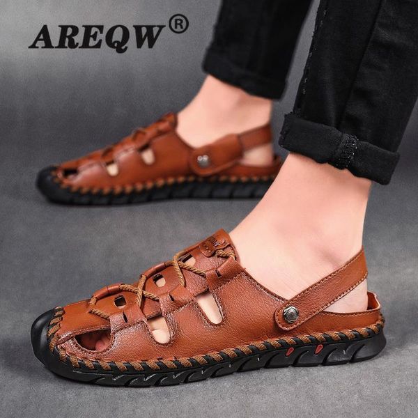 sandals summer men classic roman genuine leather outdoor sneakers beach rubber flip flops water trekking shoes, Black
sandals summer men classic roman genuine leather outdoor sneakers beach rubber flip flops water trekking shoes, Black
