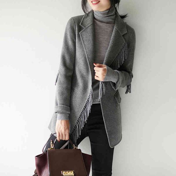 women's wool & blends 100% coat women clothes spring jacket tassel korean fashion overcoat elegant abrigos para mujer wt122069vl kj4146, Black
women's wool & blends 100% coat women clothes spring jacket tassel korean fashion overcoat elegant abrigos para mujer wt122069vl kj4146, Black