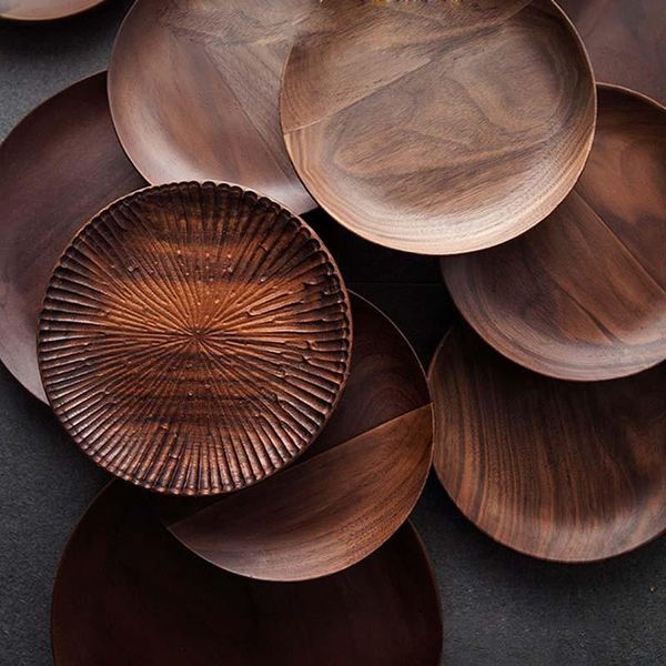 dishes & plates black walnut round breakfast wooden tray household snack solid wood tea
dishes & plates black walnut round breakfast wooden tray household snack solid wood tea