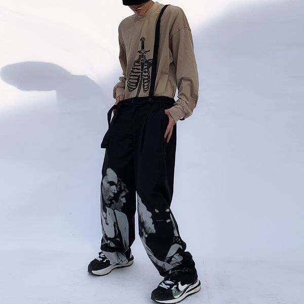 men's pants printing retro character pockets hip hop men's coveralls two pieces vibe style oversized casual load loose pants coupl, Black
men's pants printing retro character pockets hip hop men's coveralls two pieces vibe style oversized casual load loose pants coupl, Black