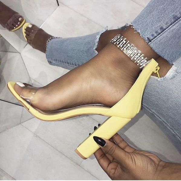 fashion yellow women sandals high heels pvc clear crystal concise classic zip quality shoes tyh45, Black
fashion yellow women sandals high heels pvc clear crystal concise classic zip quality shoes tyh45, Black