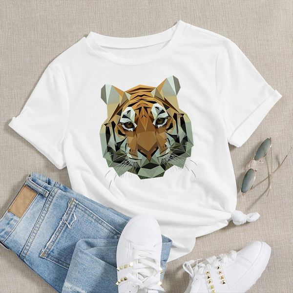 aesthetic round neck animals tiger women t shirts graphic design sleeve personality creative breathable, White
aesthetic round neck animals tiger women t shirts graphic design sleeve personality creative breathable, White